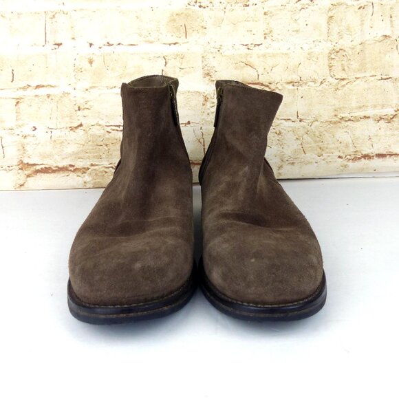 Italeau Waterproof Suede Leather Ankle Bootie Women 9 US 39.5 Brown Strap FLAW - Picture 4 of 13